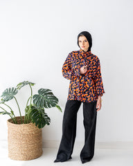 PRINTED SATIN BLOUSE -MIXED