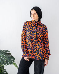 PRINTED SATIN BLOUSE -MIXED