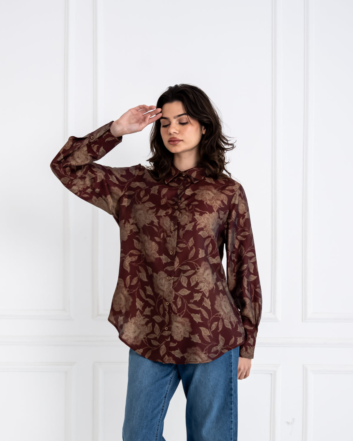 FLOWERED SHIRT-MAROON