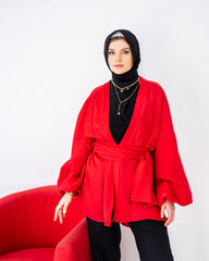 SHAMMER CARDIGAN-RED