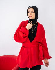 SHAMMER CARDIGAN-RED