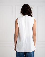 sleeveless drapped top- offwhite