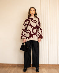 Circles Wool Pullover-MAROON