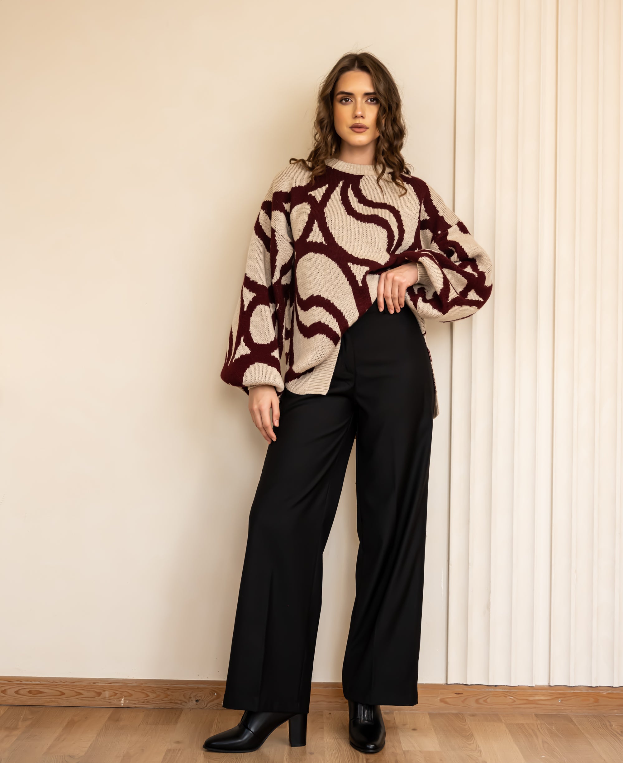 CLASSIC WIDE LEG PANTS-BLACK