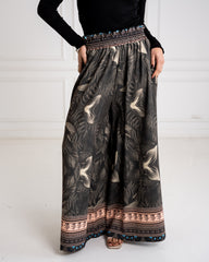 WITH BORDERED WIDE LEG PANT-OLIVE