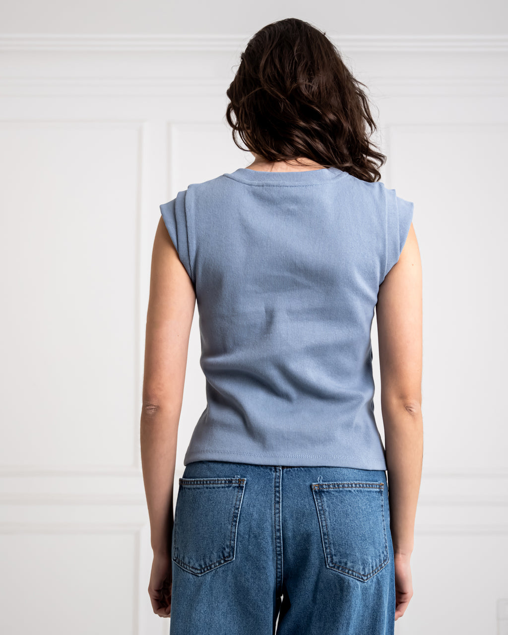 Ribbed top-BABY BLUE