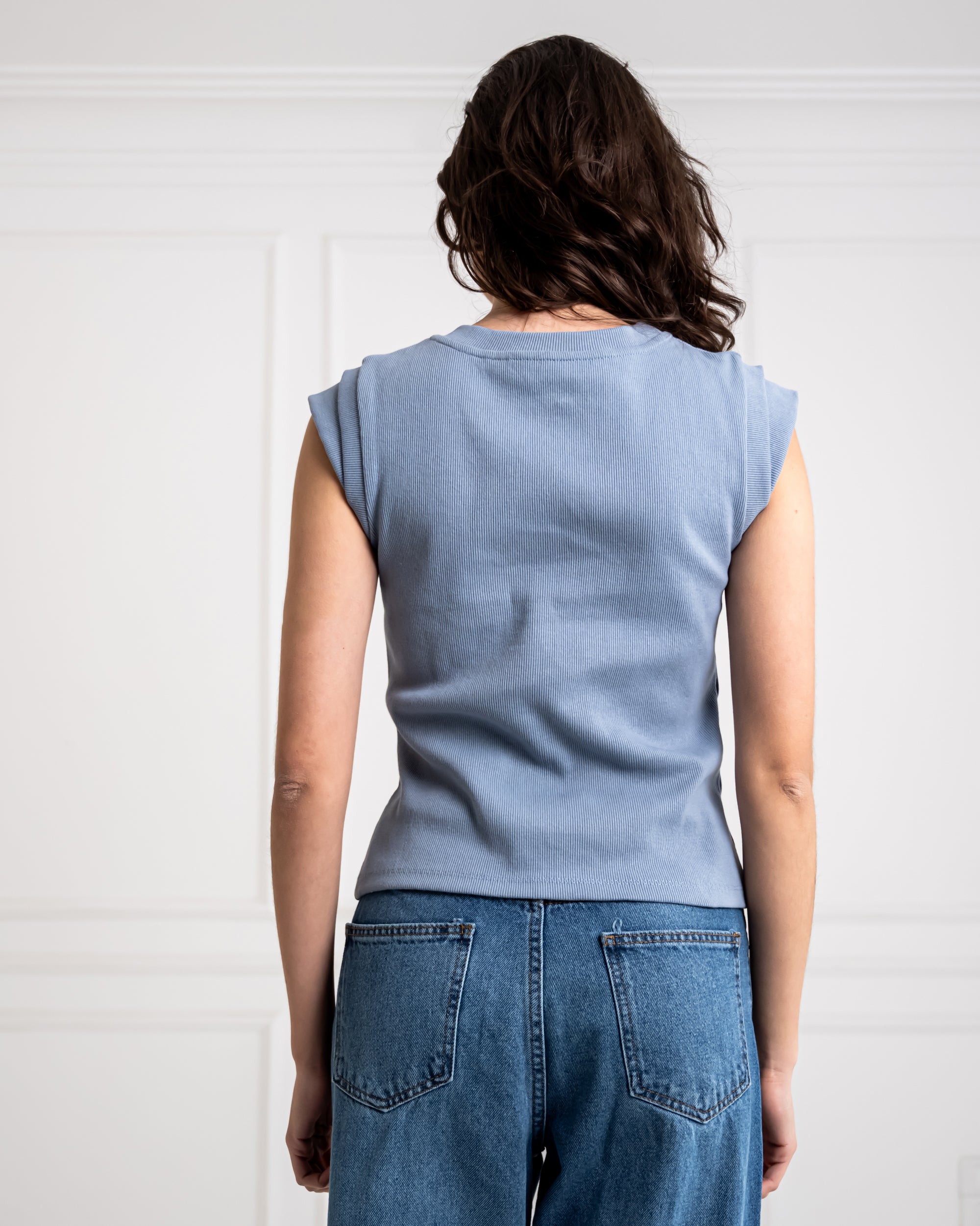 Ribbed top-BABY BLUE