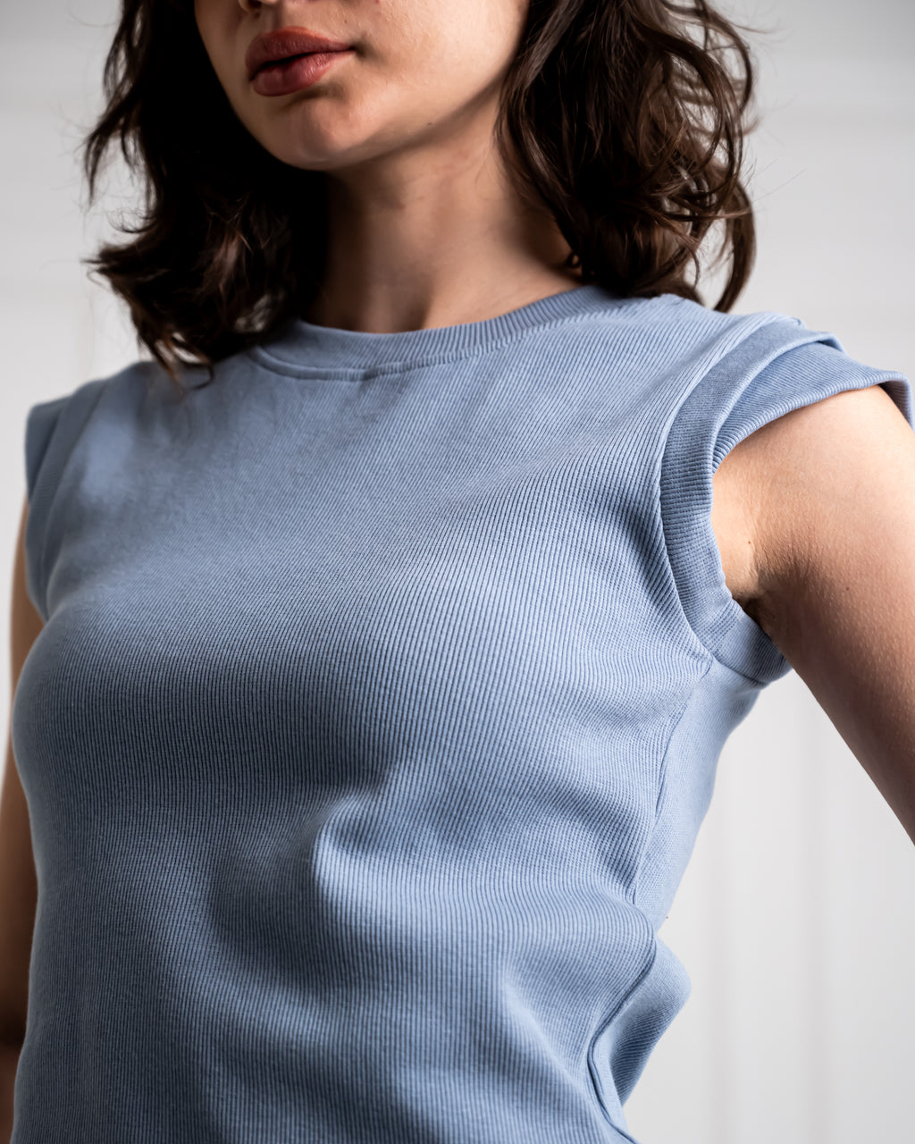 Ribbed top-BABY BLUE