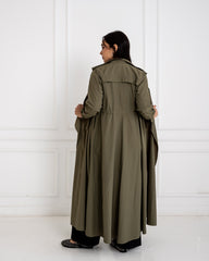 Long plain cardigan-OLIVE