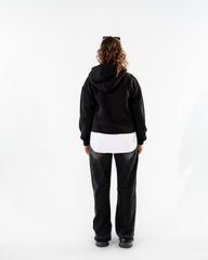 CROPPED HOODIE WITH POCKETS-BLACK