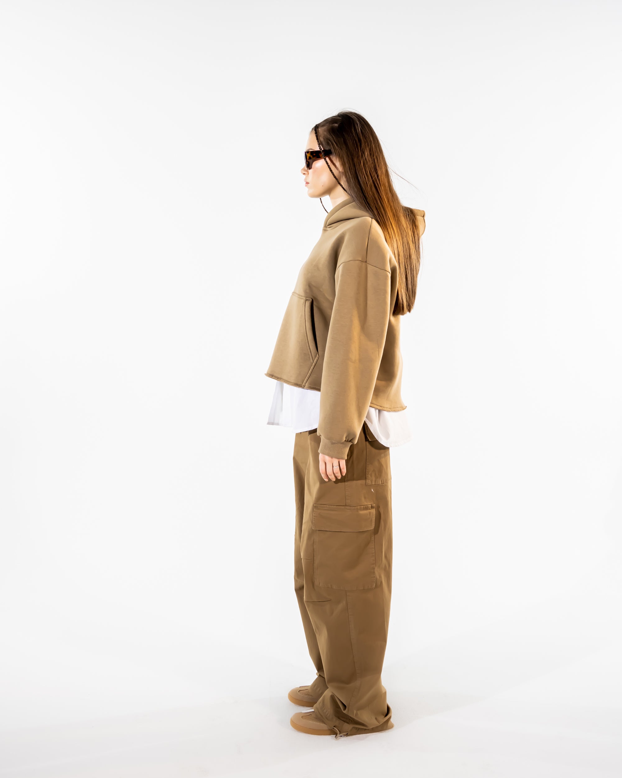 CARGO GABARDINE PANTS-CAFE