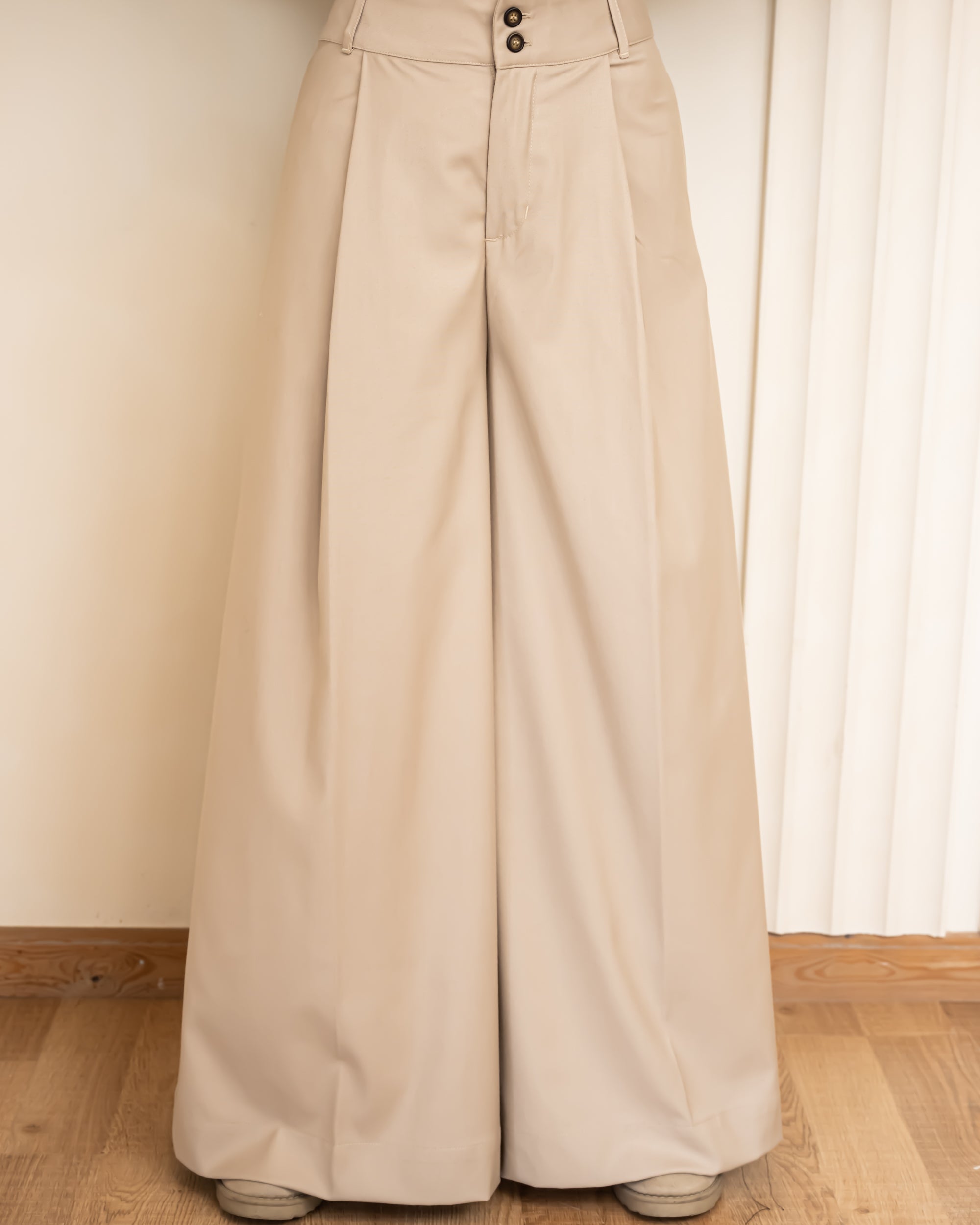 DARTED WIDE LEG PANTS- CAFE
