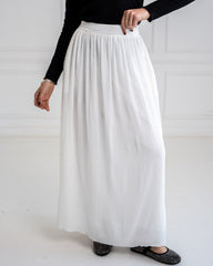 VOLUMINOUS PLISSE SKIRT-WHITE