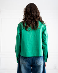 PLAIN CROPPED POPLIN SHIRT-GREEN