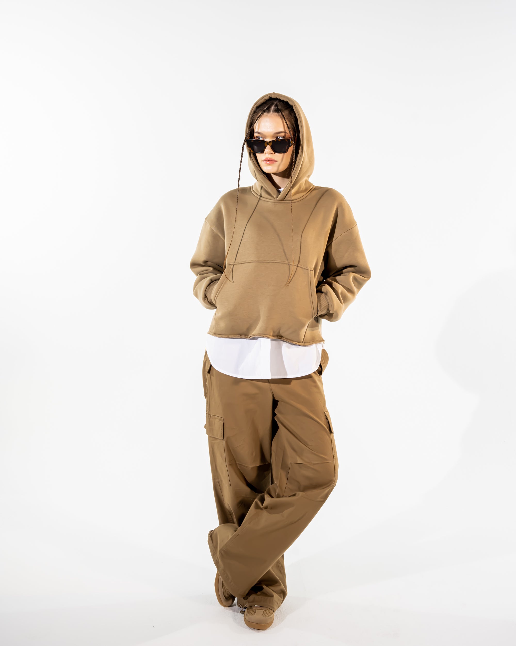 CARGO GABARDINE PANTS-CAFE