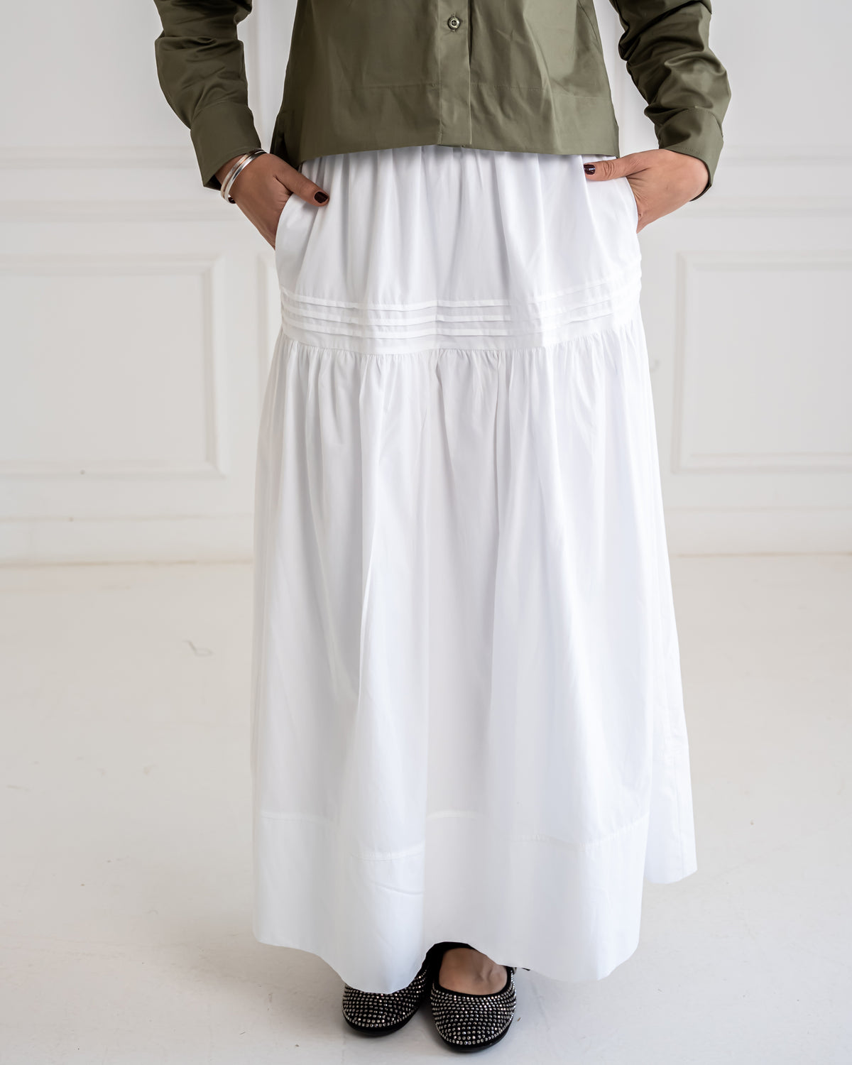 POPLIN SKIRT-WHITE