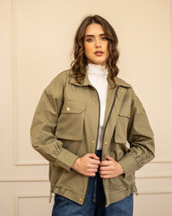 POCKETS GABARDINE JACKET -OLIVE