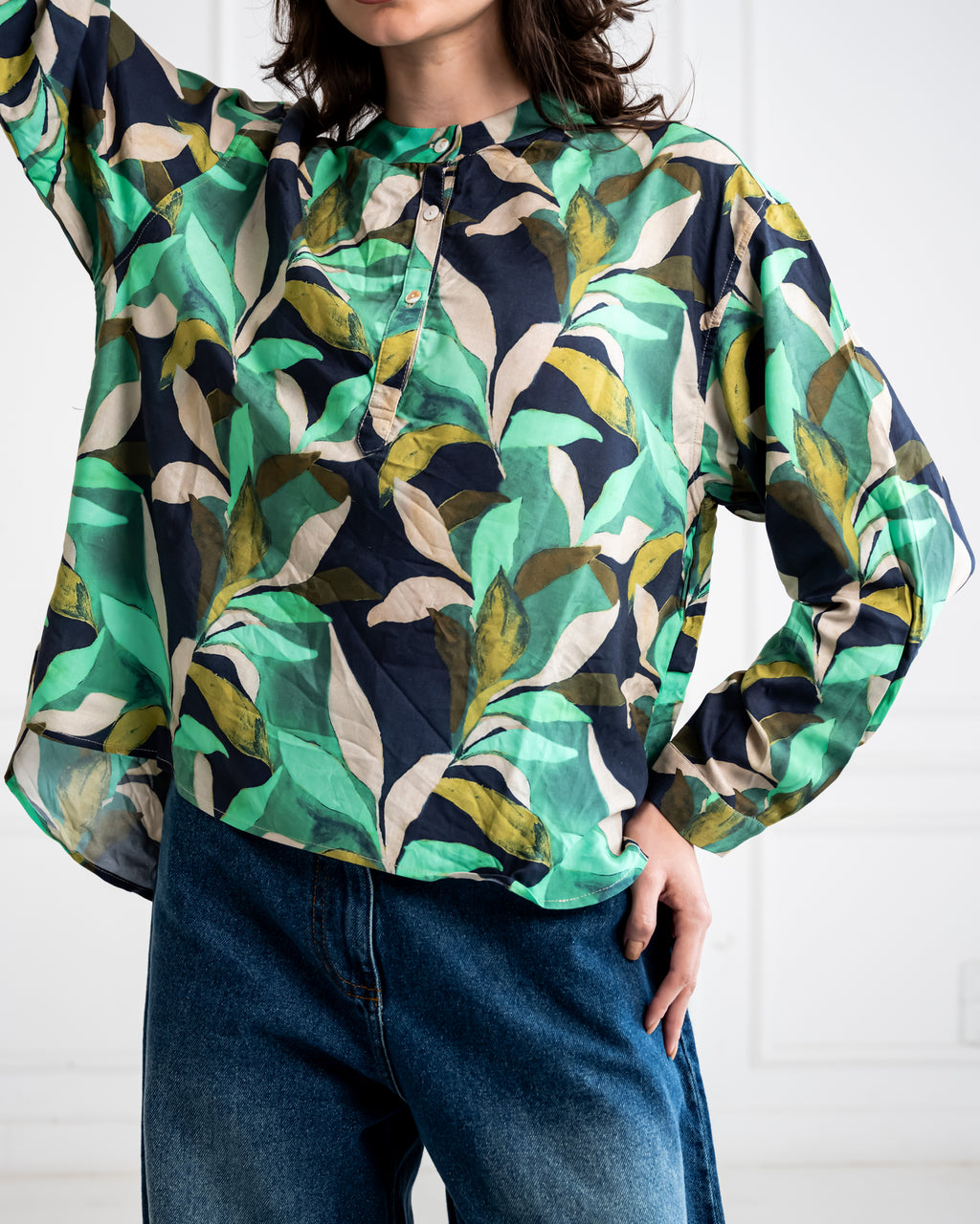 PRINTED BLOUSE -GREEN