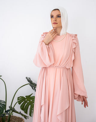 RUFFLE CHIFFON DRESS -SIMON