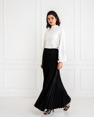 PLISSE CREPE SKIRT-BLACK