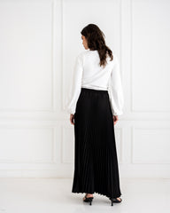 PLISSE CREPE SKIRT-BLACK