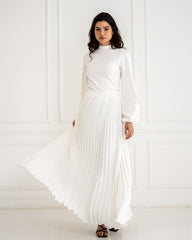 PLISSE CREPE SKIRT-WHITE