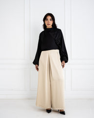 WRAPPED CROPPED BLOUSE-BLACK