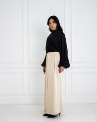 WRAPPED CROPPED BLOUSE-BLACK