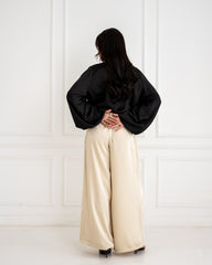 WRAPPED CROPPED BLOUSE-BLACK