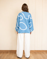 BUFFY SLEEVES KNIT PULLOVER-BABY BLUE