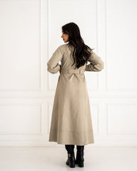 GABARDINE SHIRT DRESS-OLIVE