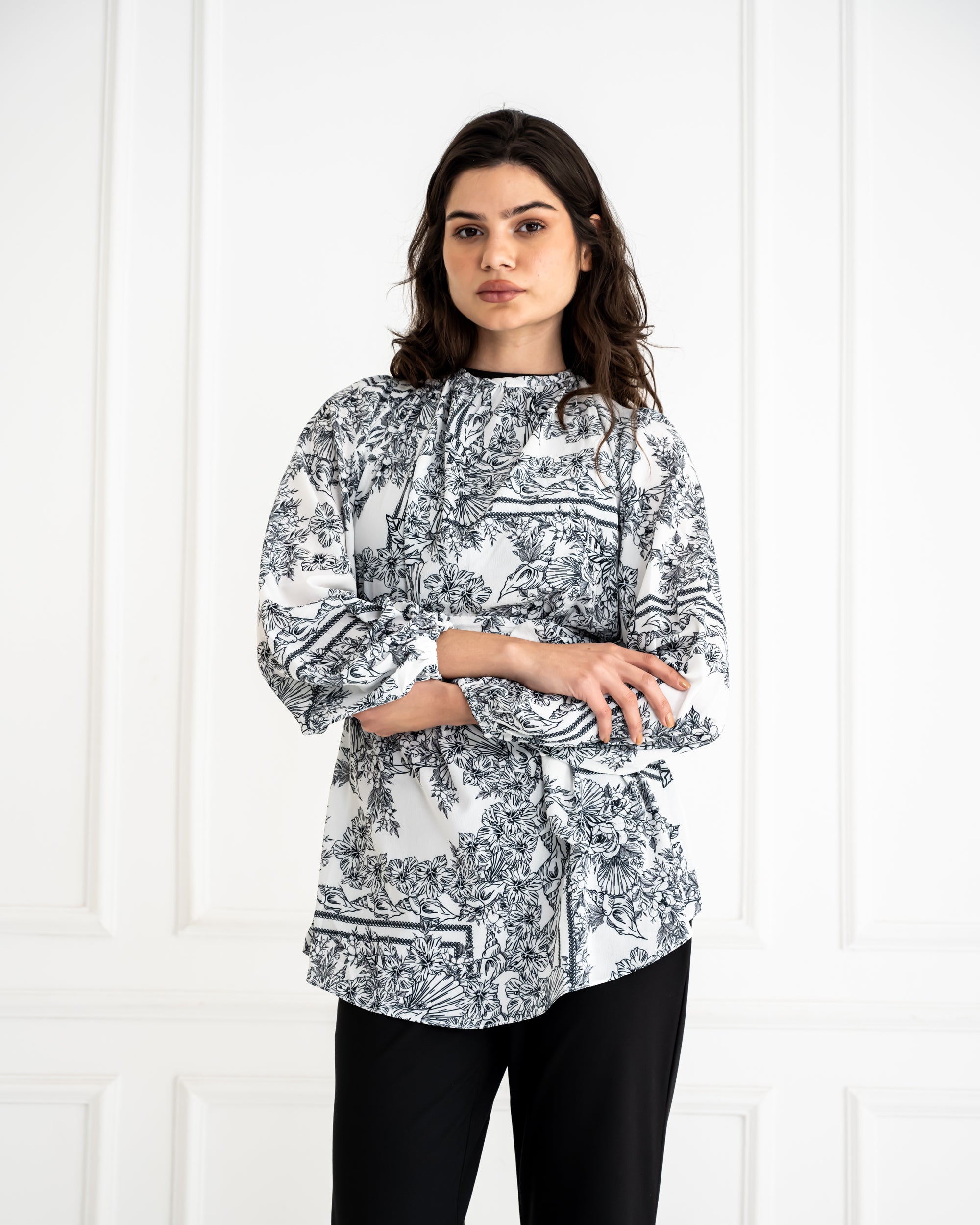 PATCHWORK BLOUSE -WHITE