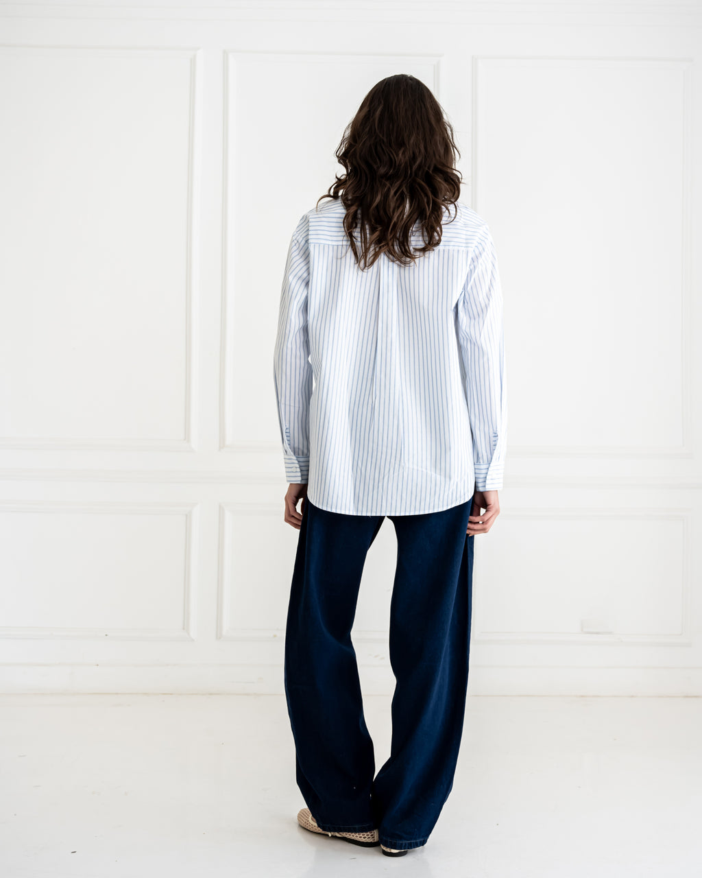 STRIPPED POPLIN SHIRT -BABY BLUE