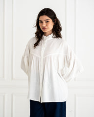 OVERSIZED COTTON BLOUSE -WHITE