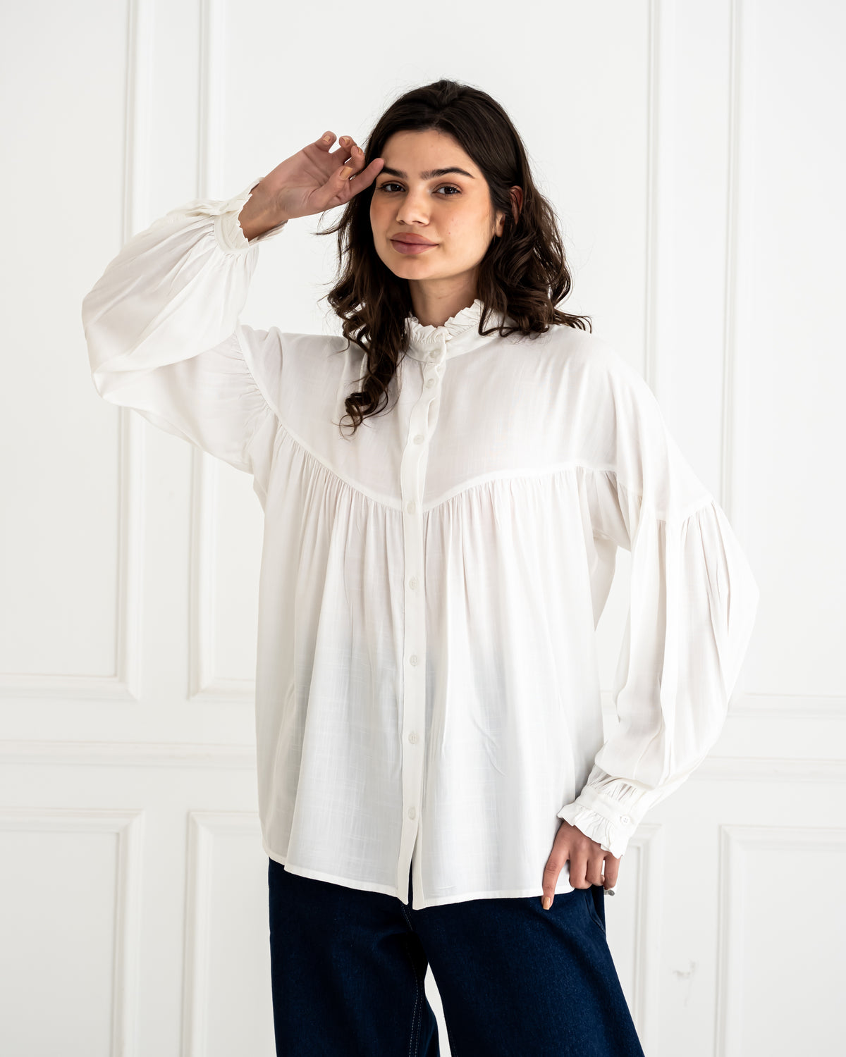 OVERSIZED COTTON BLOUSE -WHITE