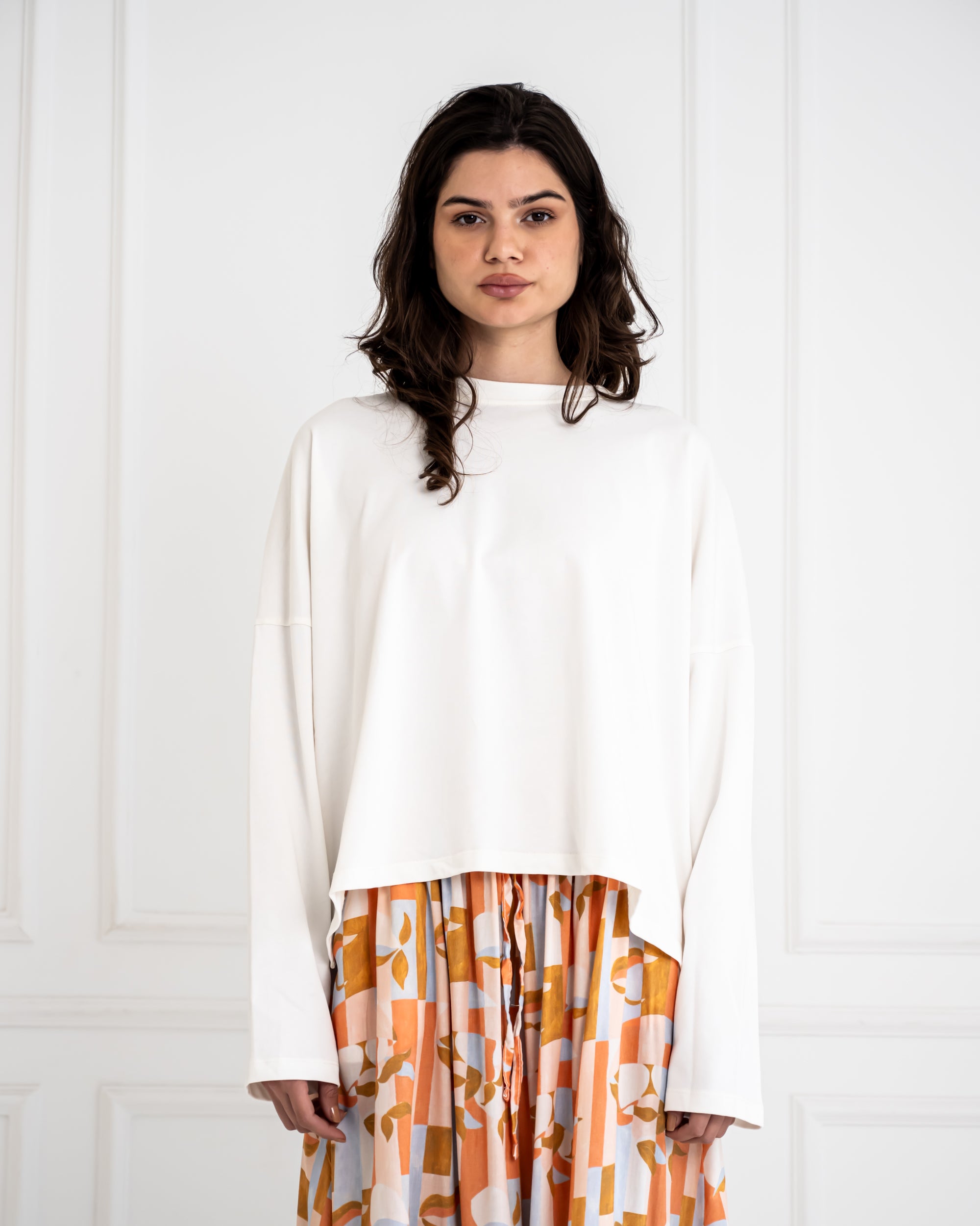 CROPPED OVERSIZE SHIRT-OFF WHITE