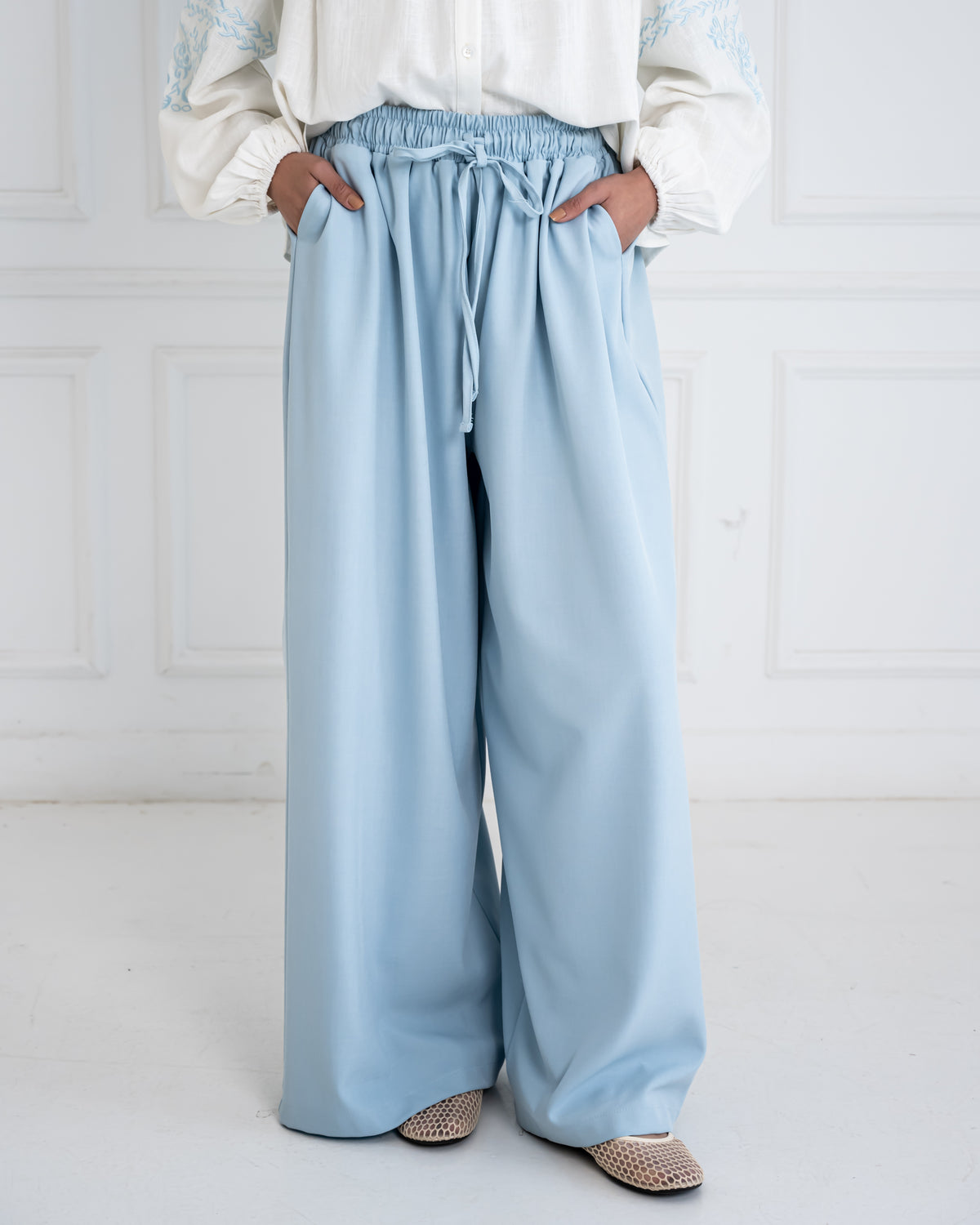 PLAIN WIDE LEG PANT-BABY BLUE