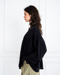 OVERSIZED COTTON BLOUSE -BLACK