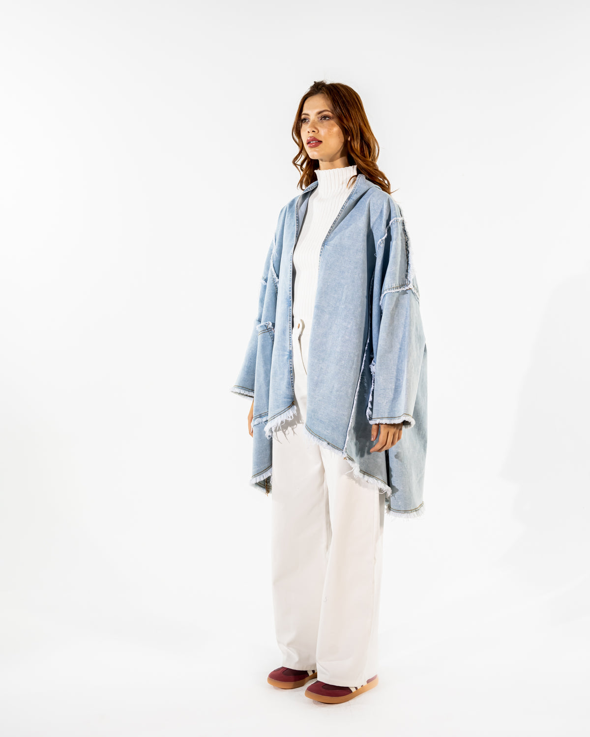 LONG DENIM CARDIGAN-BLUE