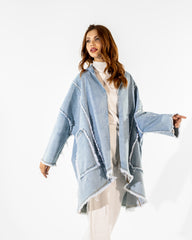 LONG DENIM CARDIGAN-BLUE