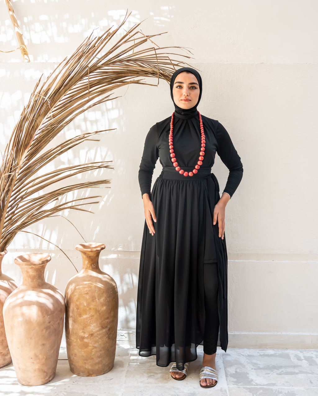 COVERUP CHIFFON SKIRT-BLACK