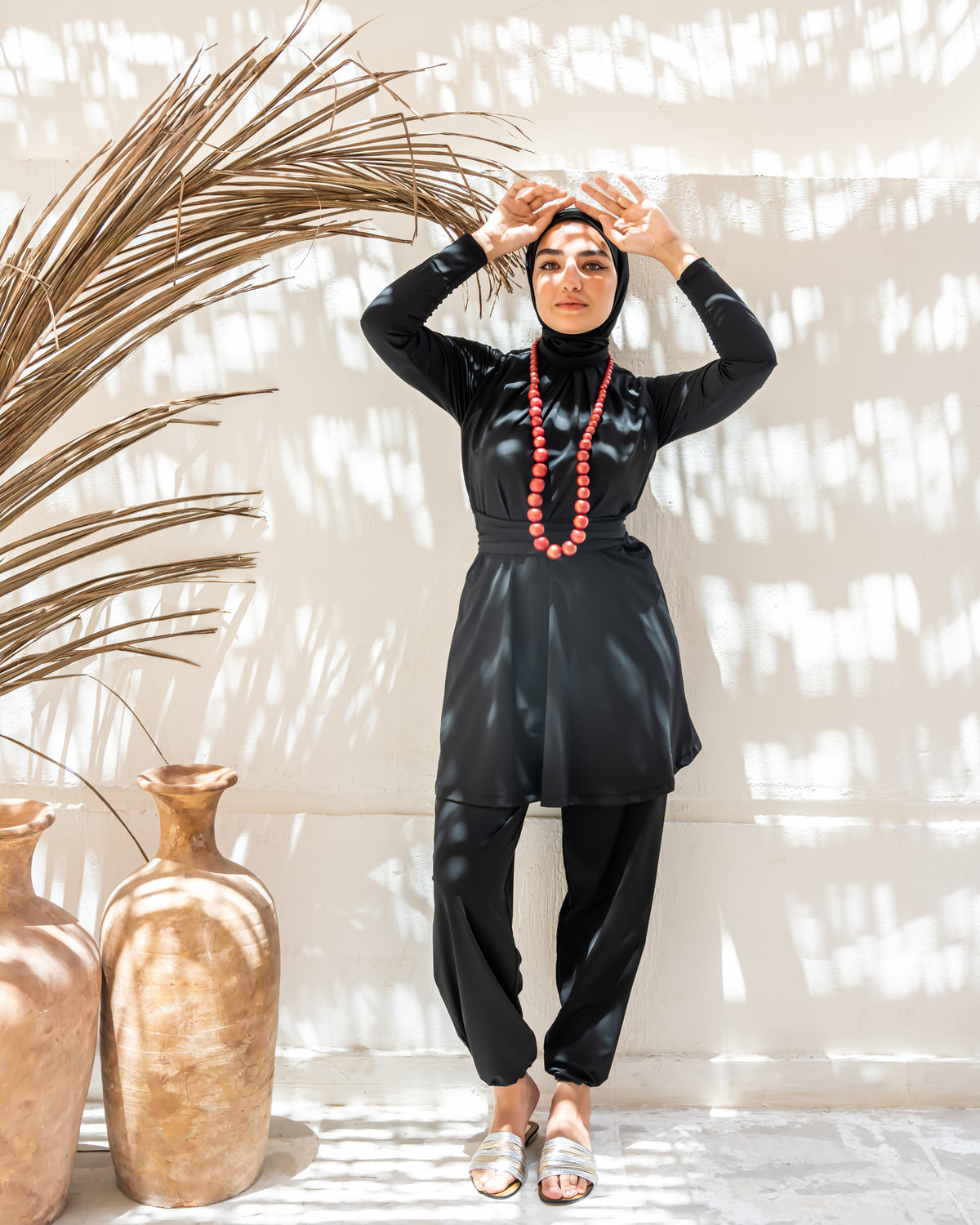 بنطال سباحة واسع الساق - أسود (بنطال فقط)