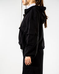 Cargo Sweatshirt with Hoodie-BLACK