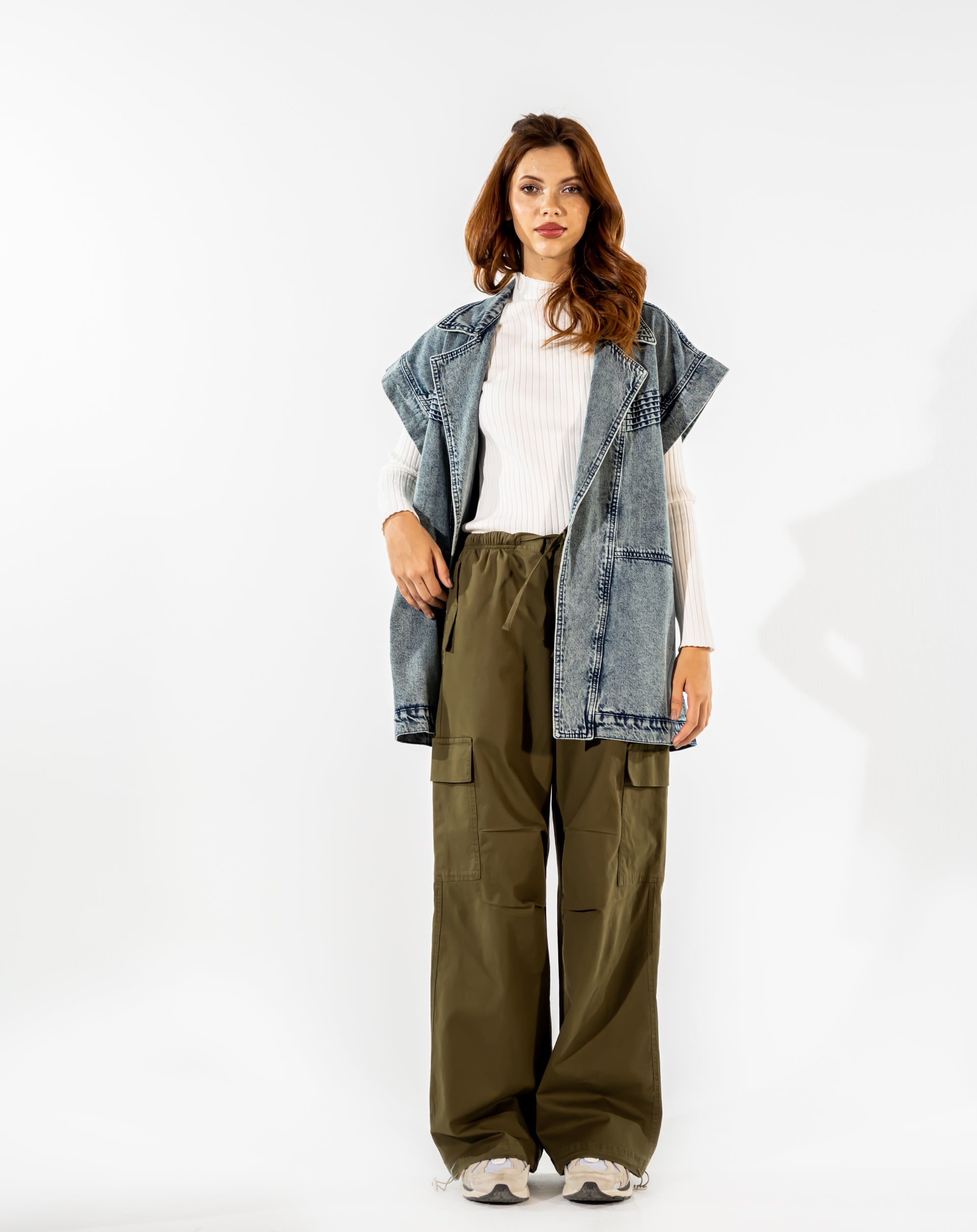 CARGO GABARDINE PANTS-OLIVE