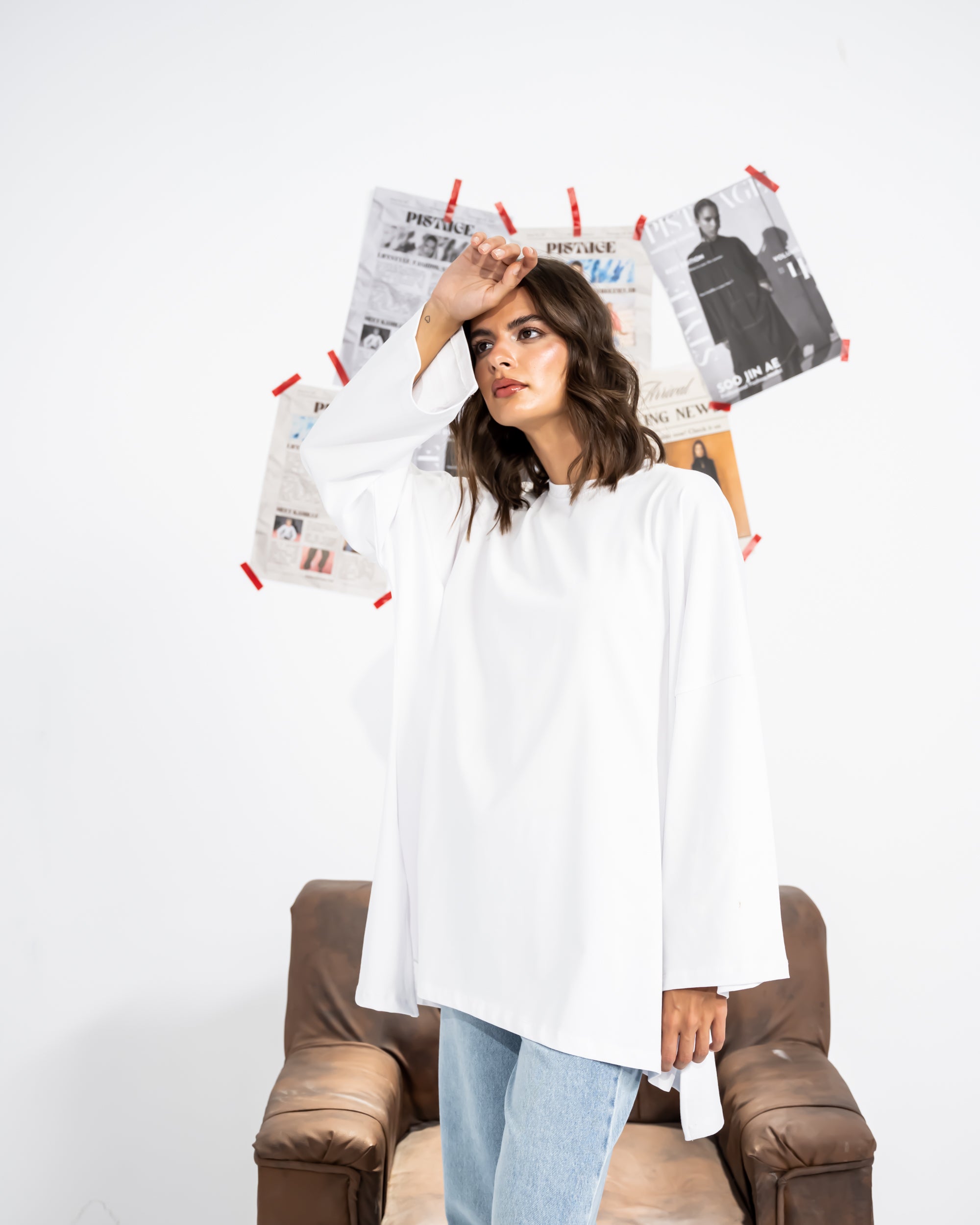 PLAIN OVERSIZED SHIRT -WHITE