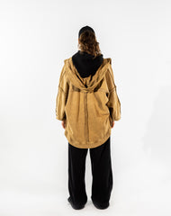 WITH HOODIE EFFECTED CARDIGAN -HONEY BEIGE