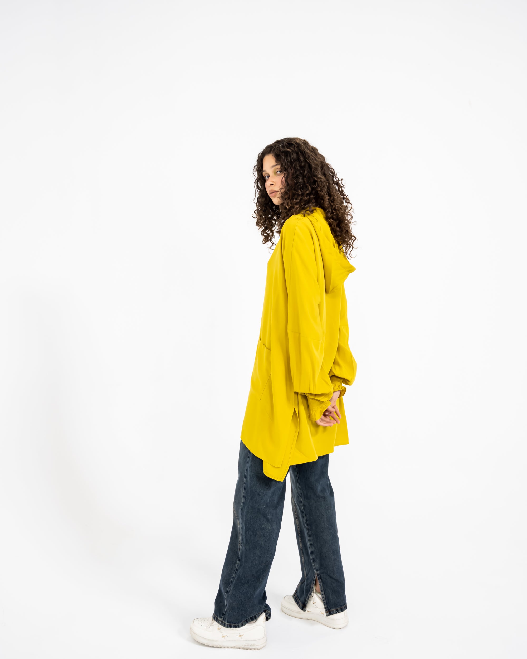 WITH HOODIE LINEN SHIRT-YELLOW