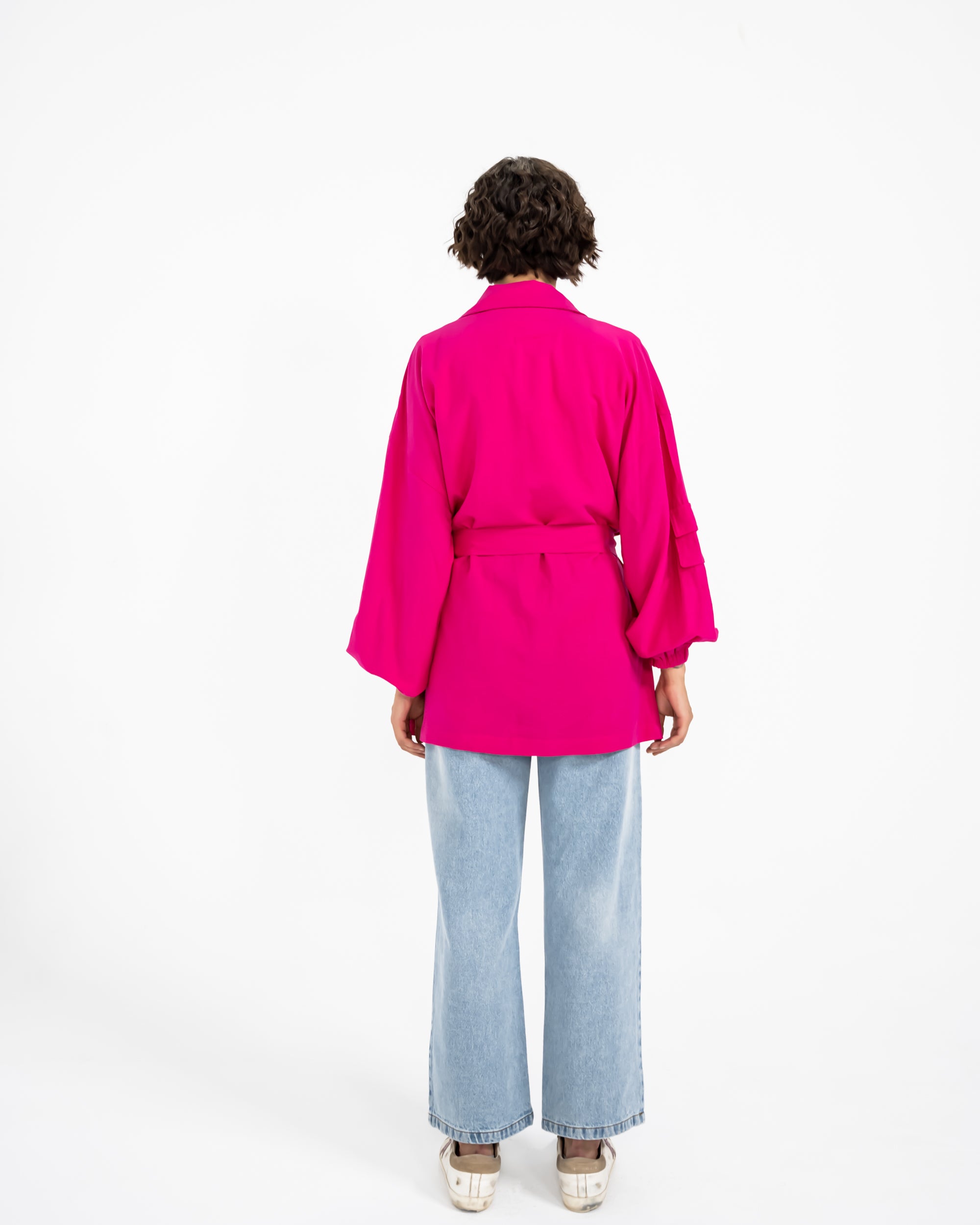 WITH POCKETS LINEN JACKET -FOSHIA
