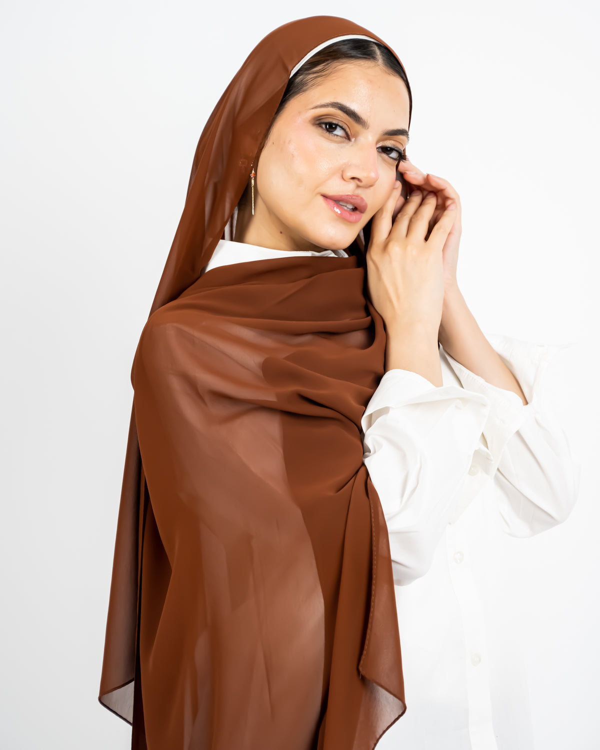 CHIFFON SCARF -BROWN