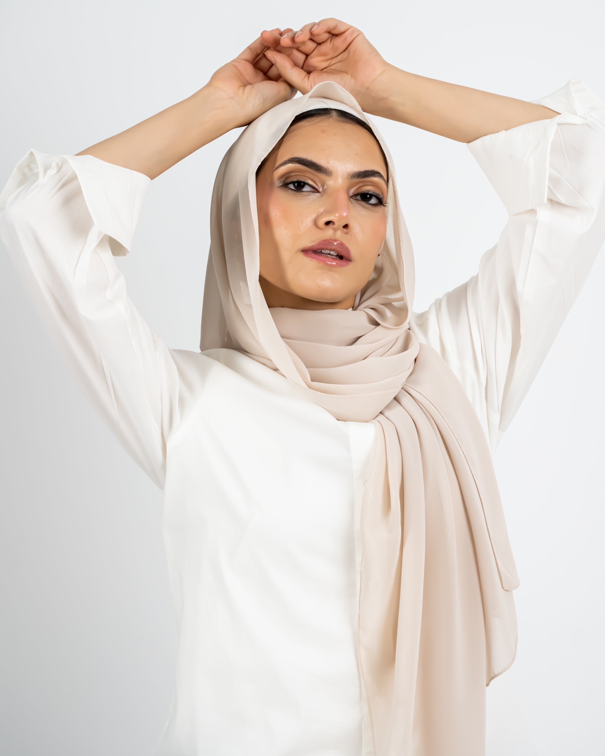 CHIFFON SCARF -DARK BEIGE